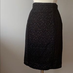 Byron Lars Black Lace Pencil Skirt